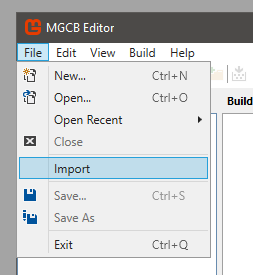 MGCB Editor import XNA