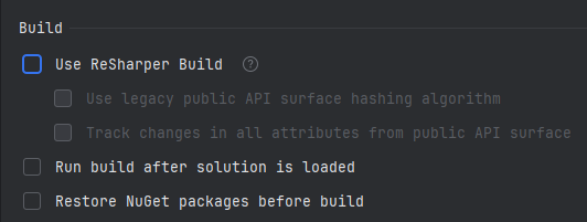 Uncheck the Use ReSharper Build checkbox