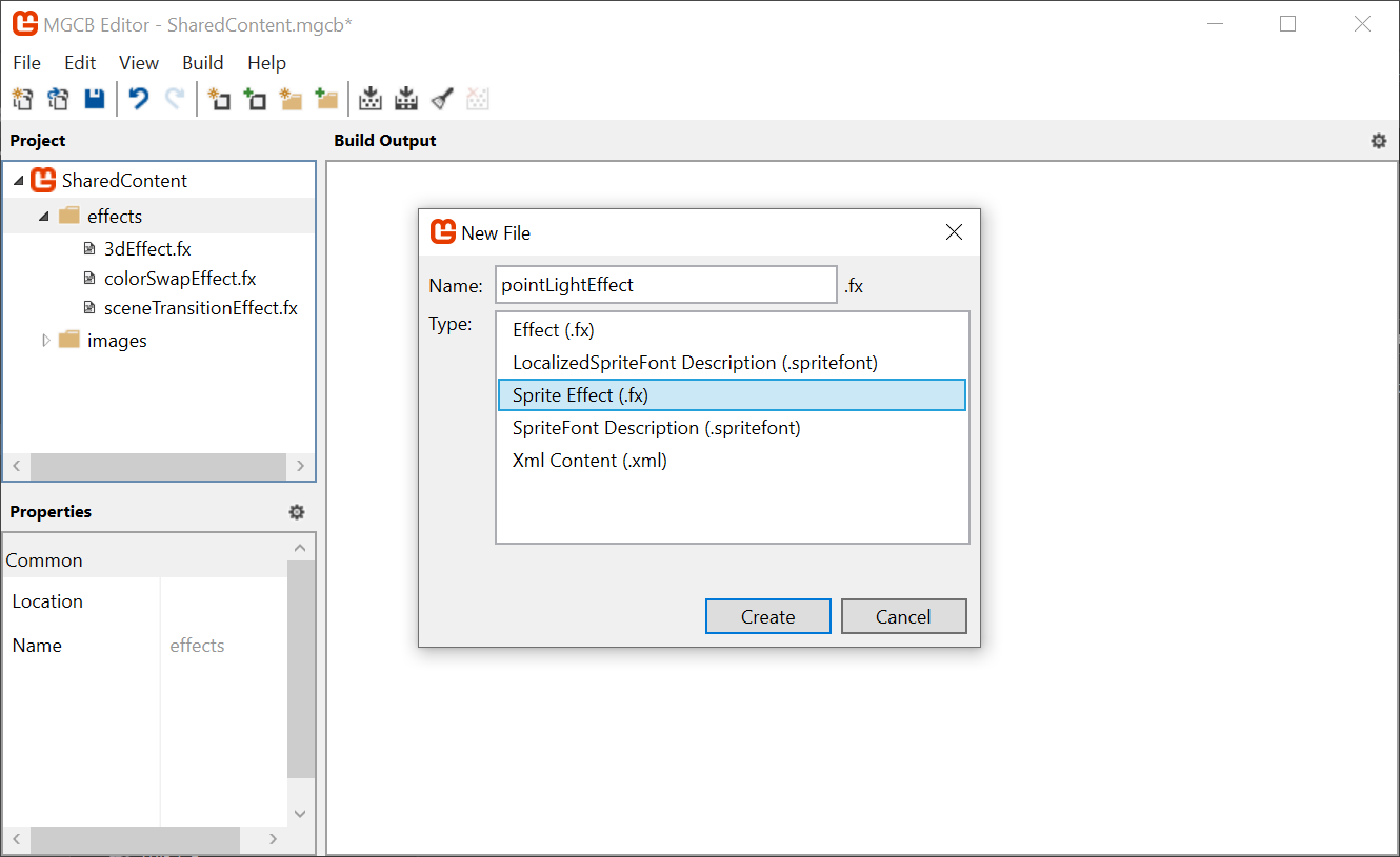 Figure 8-4: Adding a point light effect shader