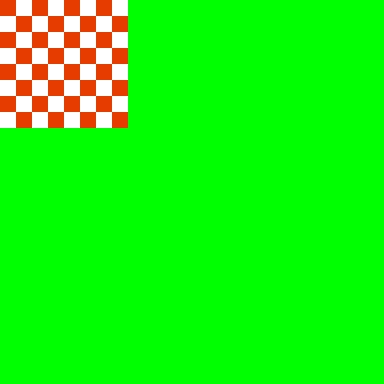 Figure 18-8: Illustration of a checkerboard pattern drawn using border addressing mode with the border color set to green
